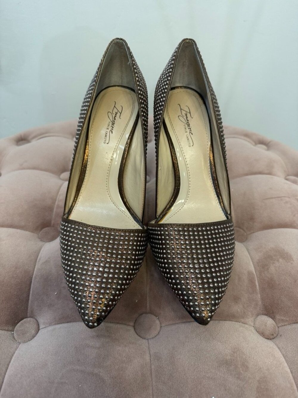 Imagine Vince Camuto Ossie Studded d'Orsay Pumps Copper Metallic Size 7